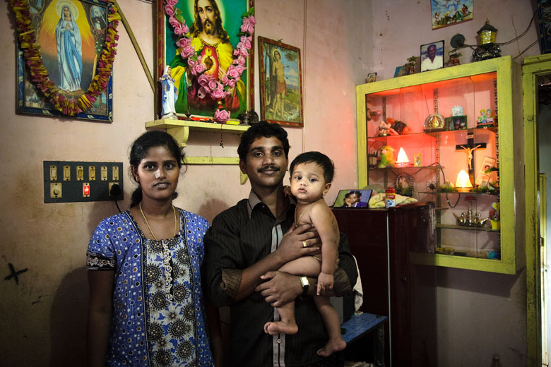 Kerala, India - ritratto di famiglia cattolica